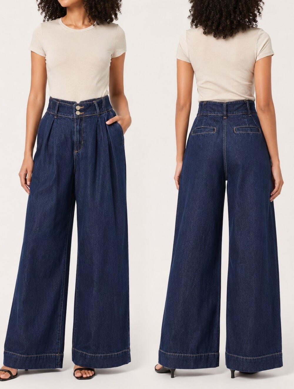 Dynamite Denim Heidi Wide Leg Jeans Blue Size 0/25 High Rise Pleated Palazzo